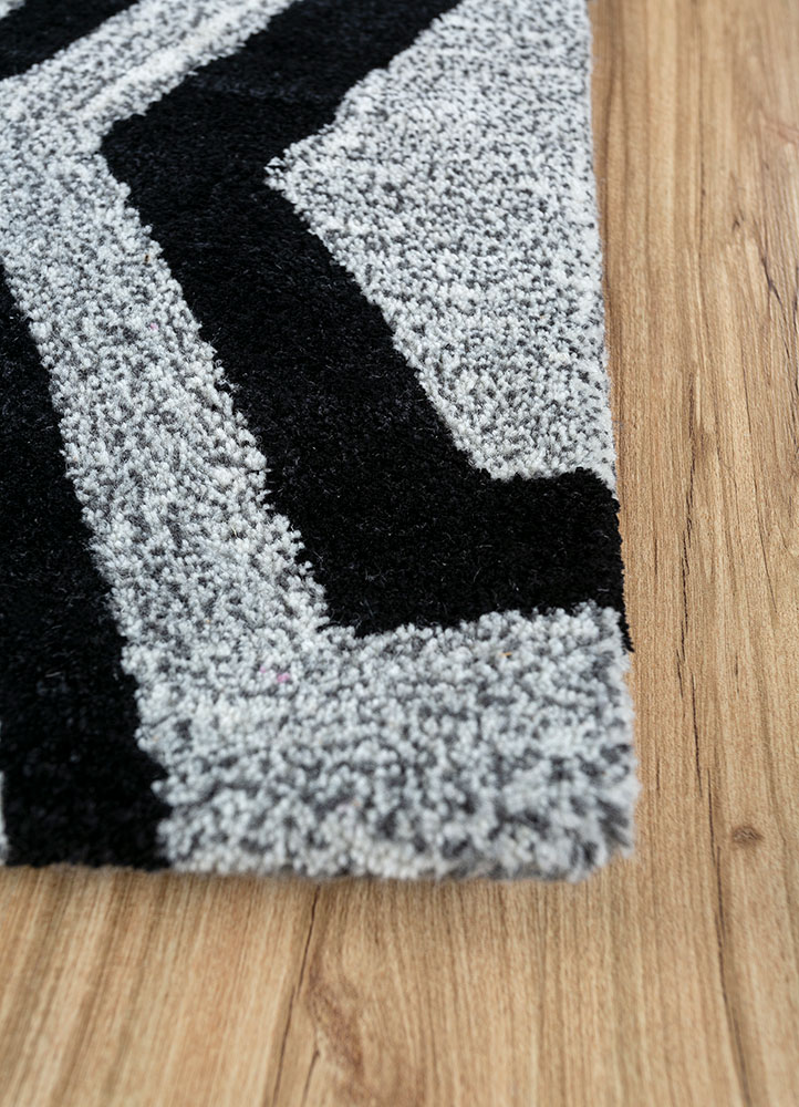 contour grey and black wool and viscose hand tufted Rug - Corner