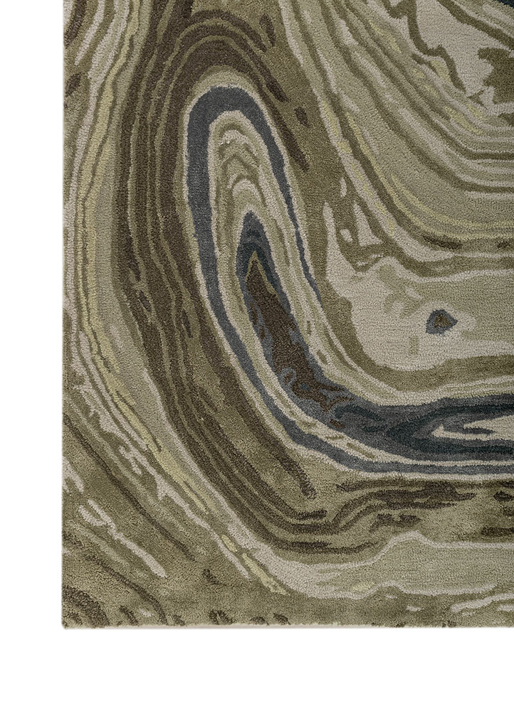 genesis green wool and viscose hand tufted Rug - Corner