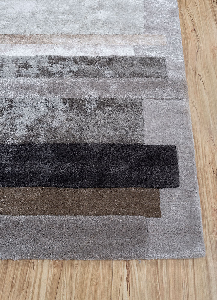 caliedo grey and black wool and viscose hand tufted Rug - Corner