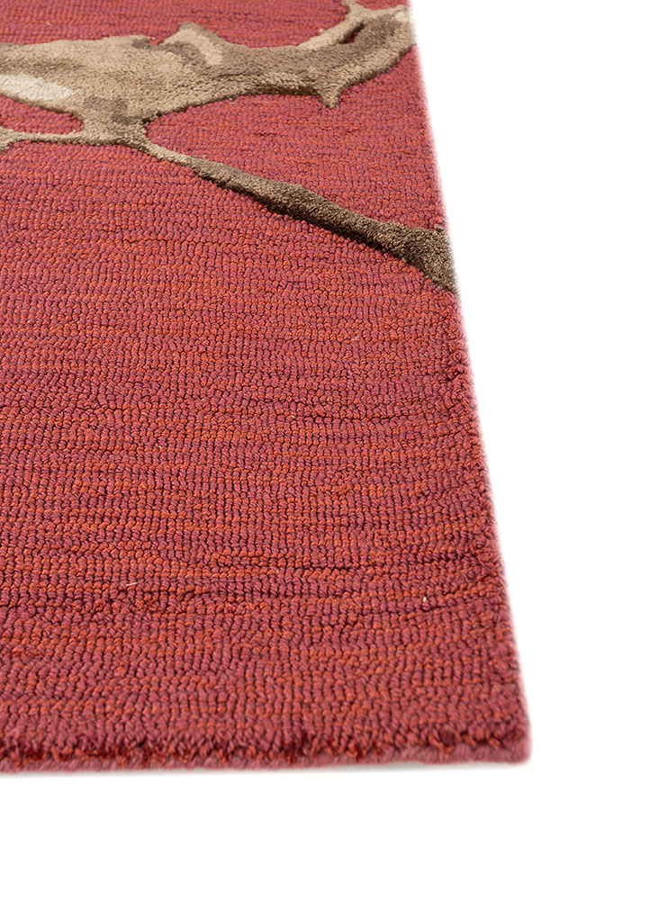 genesis red and orange wool and viscose hand tufted Rug - Corner