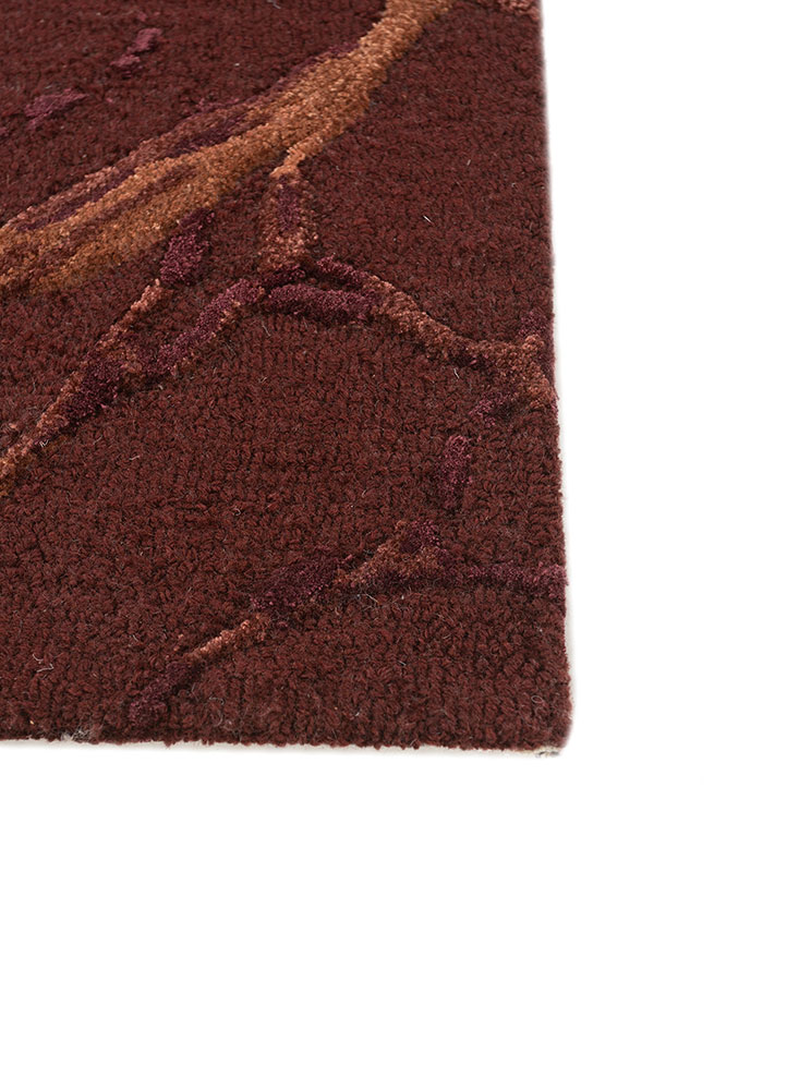 genesis red and orange wool and viscose hand tufted Rug - Corner