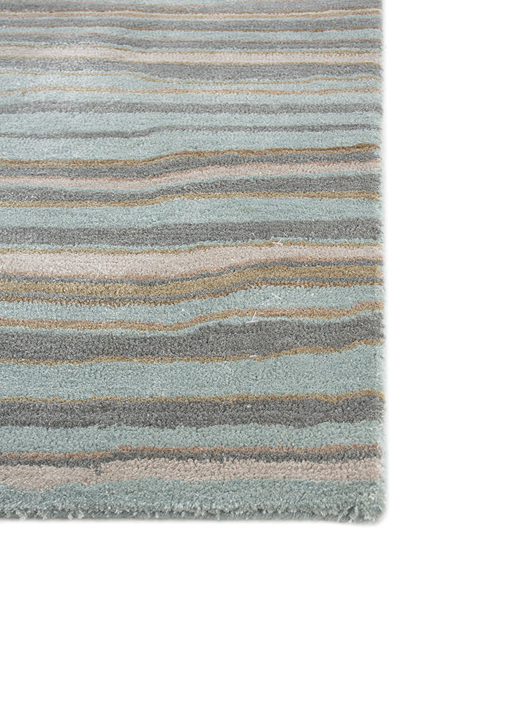 genesis blue wool and viscose hand tufted Rug - Corner