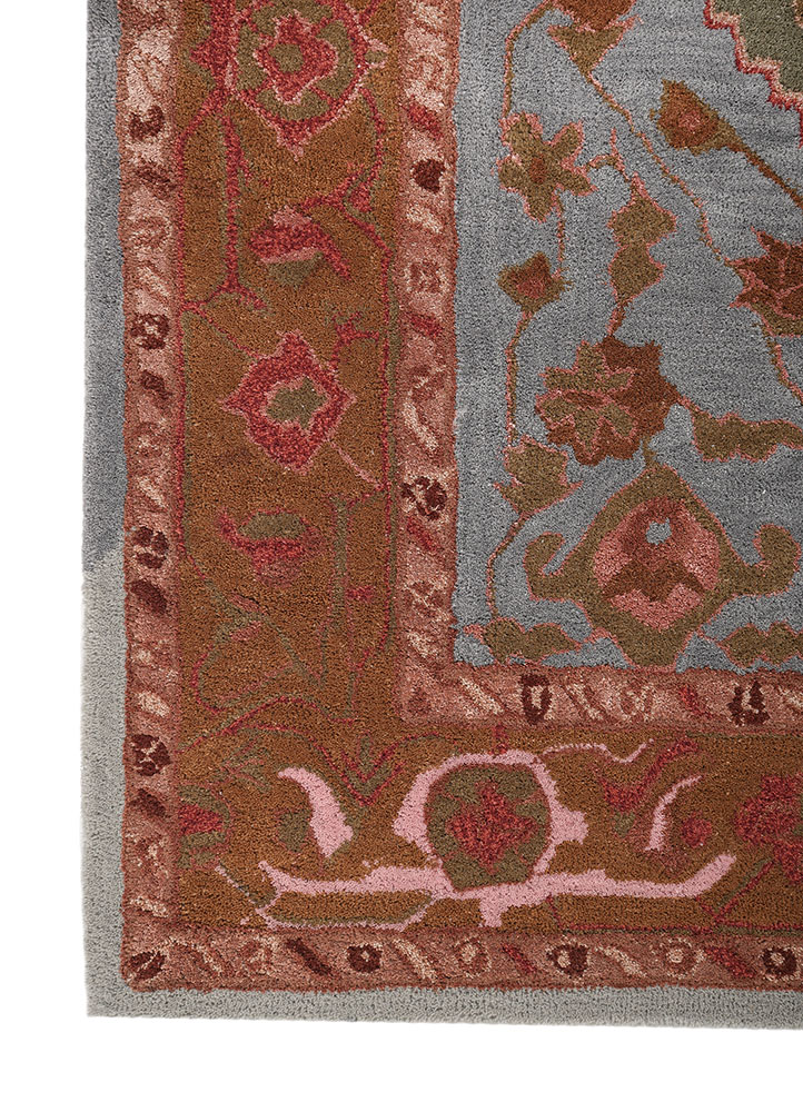 kasbah red and orange wool and viscose hand tufted Rug - Corner