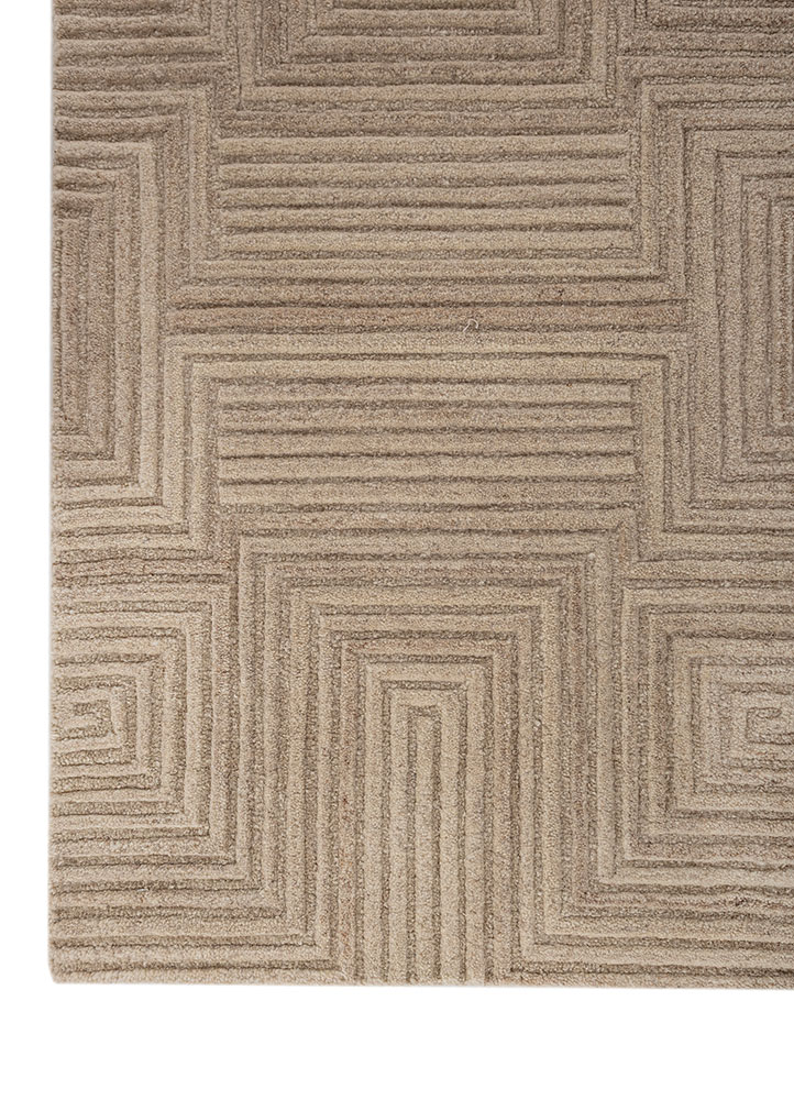 contour beige and brown wool hand tufted Rug - Corner