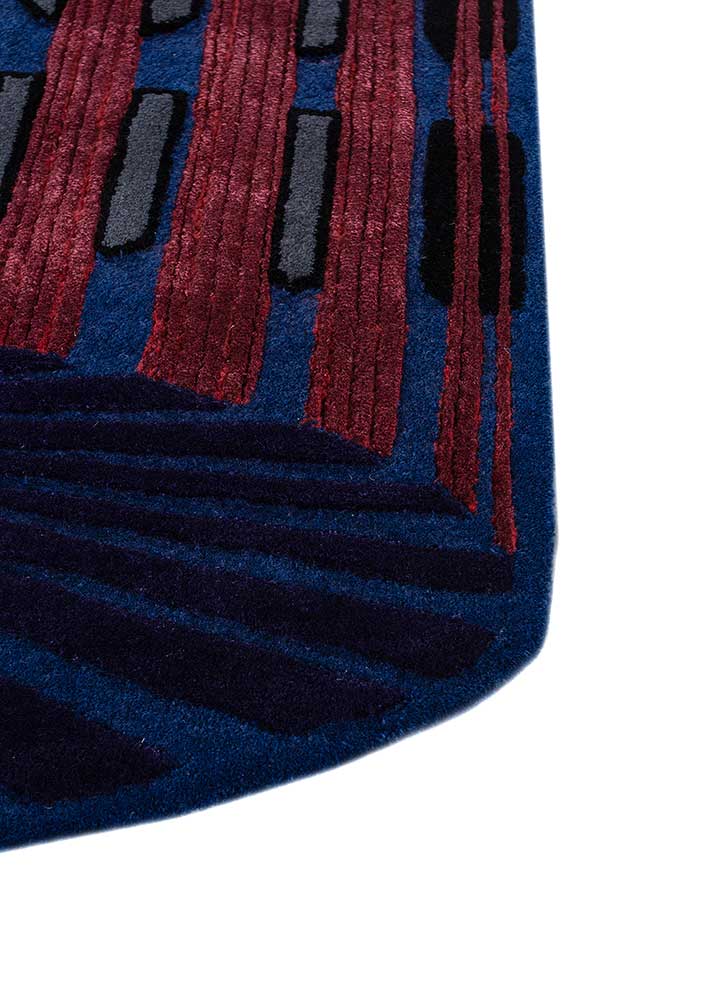 jaipur wunderkammer blue wool and viscose hand tufted Rug - Corner
