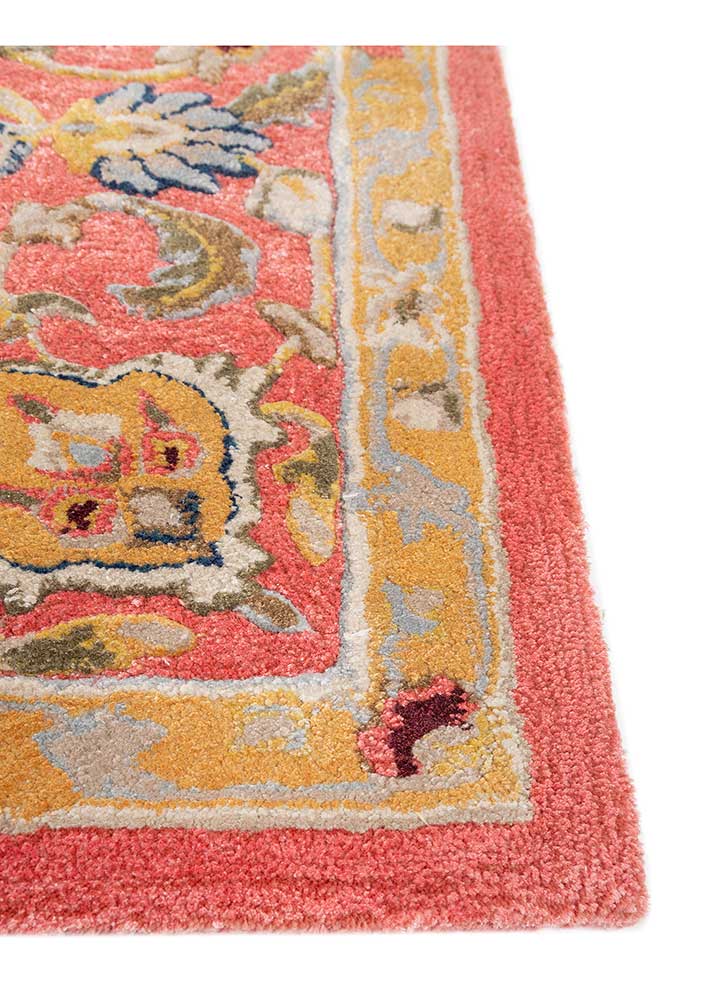 kasbah red and orange wool and viscose hand tufted Rug - Corner