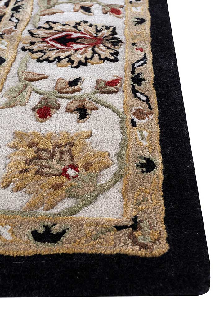 kasbah grey and black wool and viscose hand tufted Rug - Corner