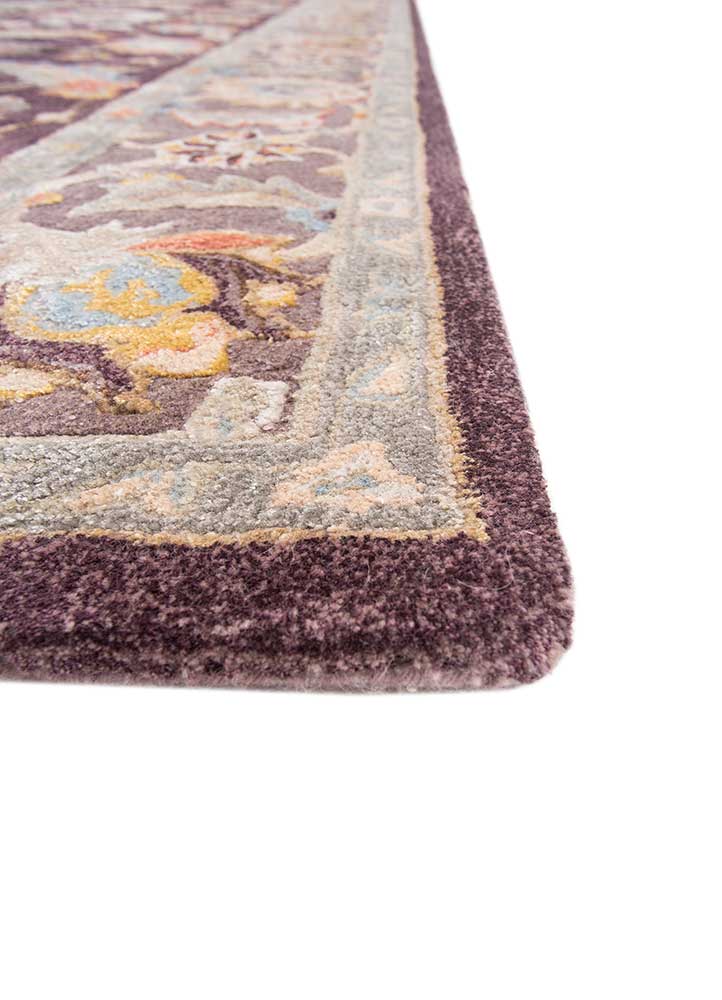 kasbah pink and purple wool and viscose hand tufted Rug - Corner