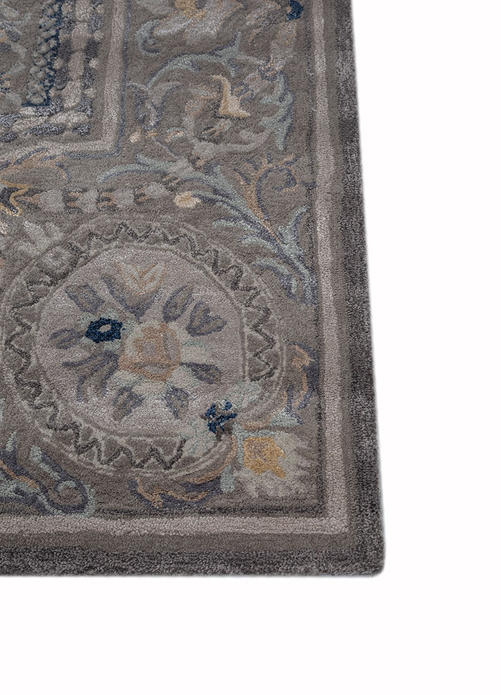 kora grey and black wool and viscose hand tufted Rug - Corner