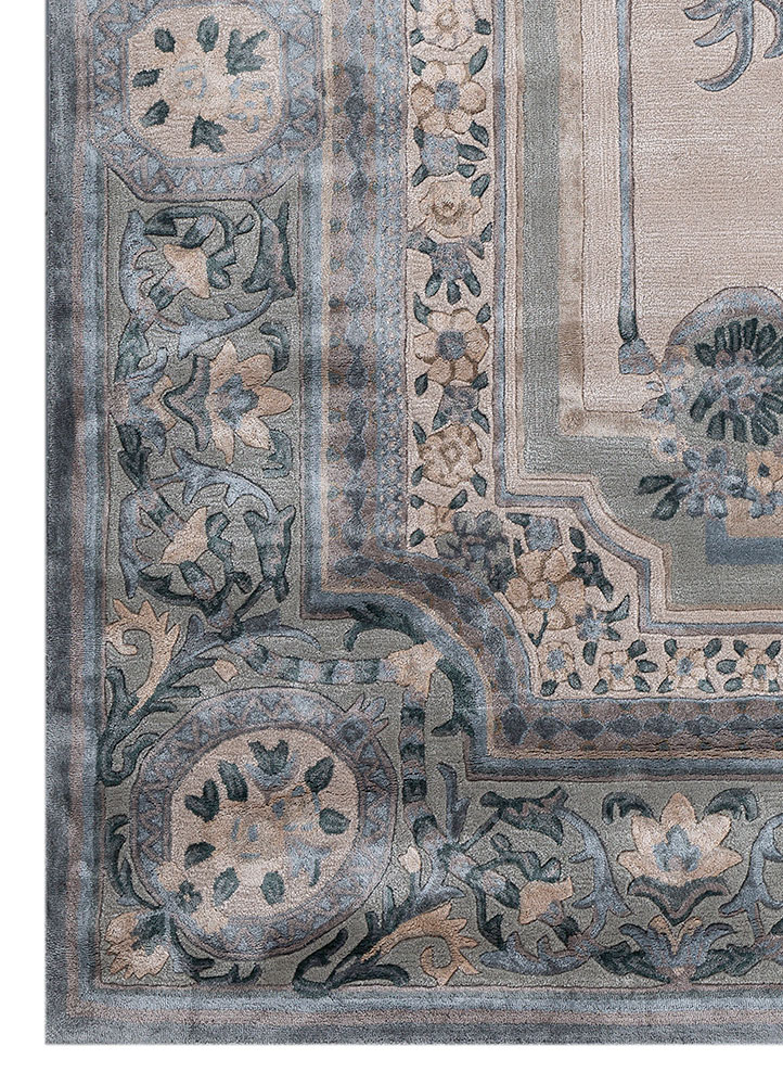 kora ivory wool and viscose hand tufted Rug - Corner