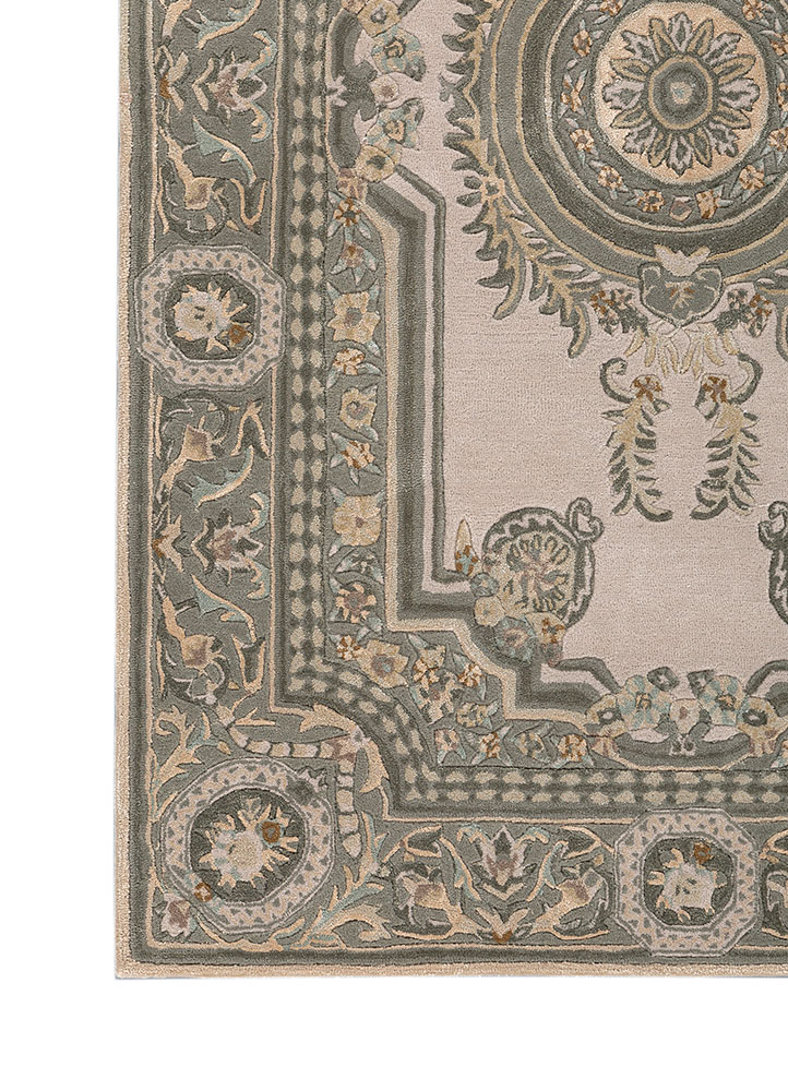 kora ivory wool and viscose hand tufted Rug - Corner