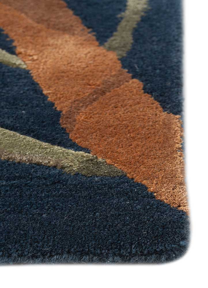 hacienda blue wool and viscose hand tufted Rug - Corner