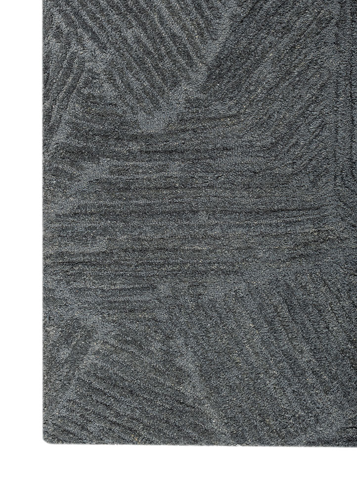 linear blue acrylic hand tufted Rug - Corner