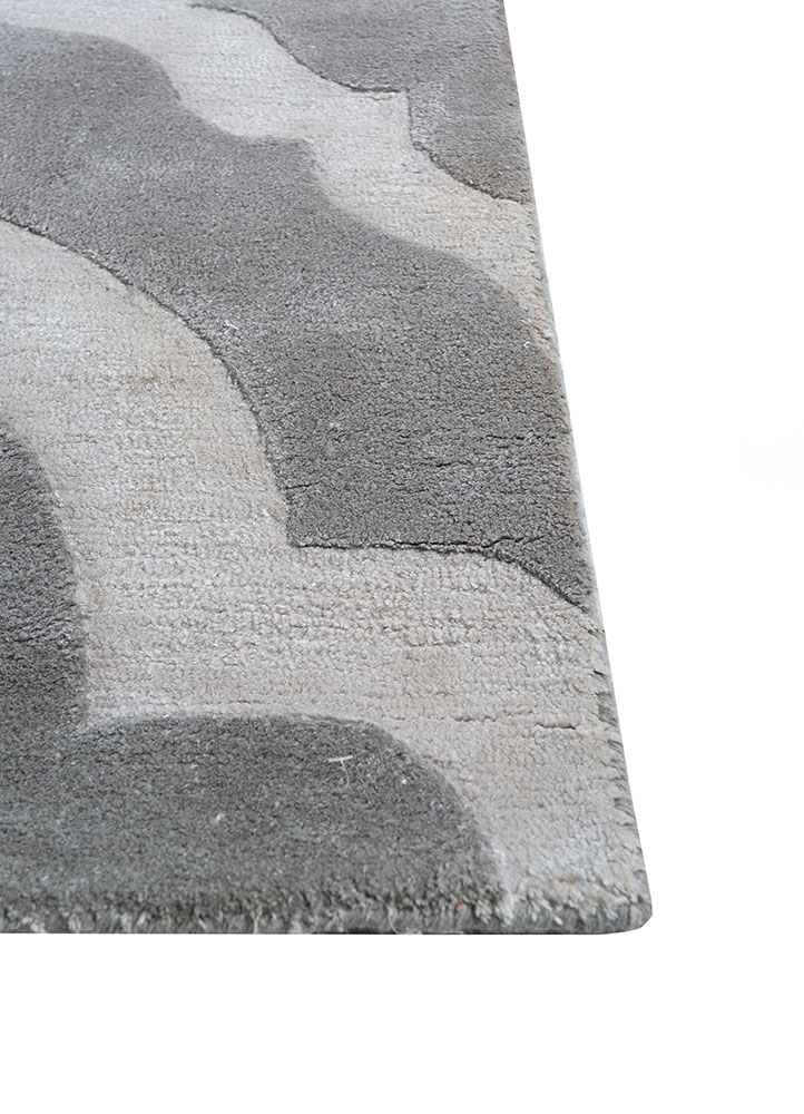 contour grey and black wool and viscose hand tufted Rug - Corner