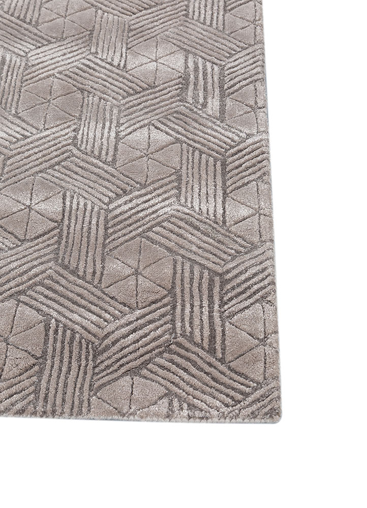cera grey and black wool and viscose hand tufted Rug - Corner