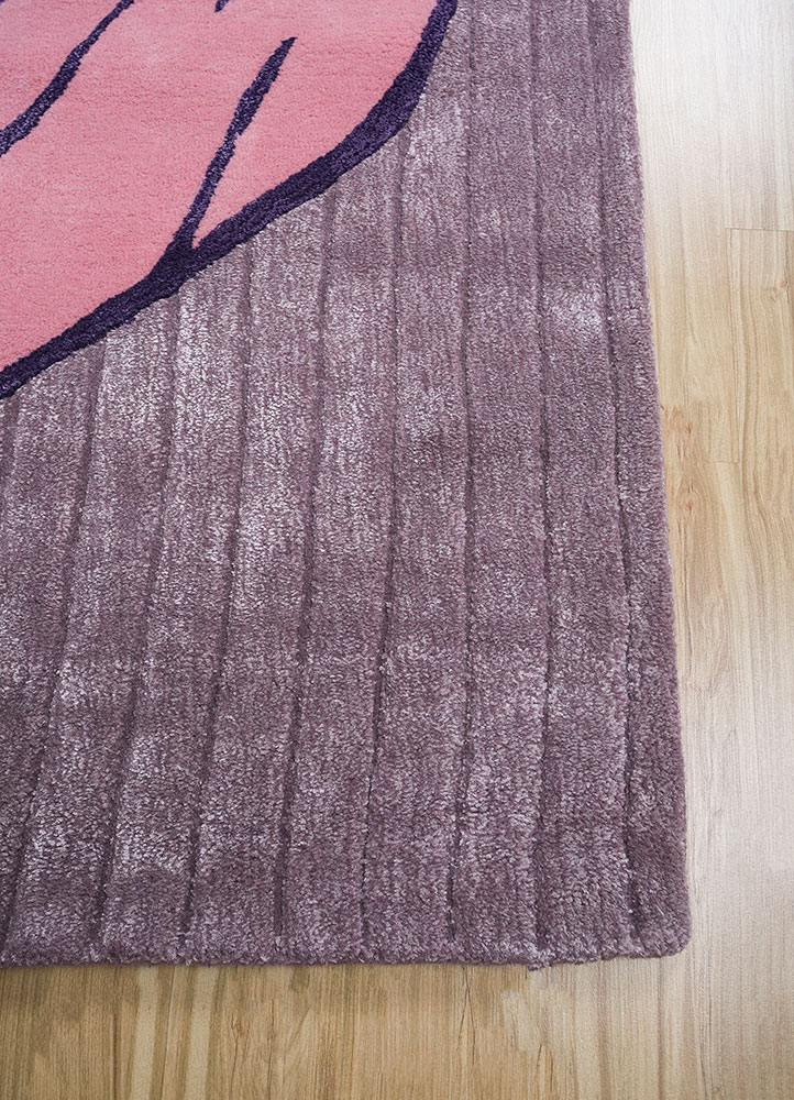 jaipur wunderkammer pink and purple wool and viscose hand tufted Rug - Corner
