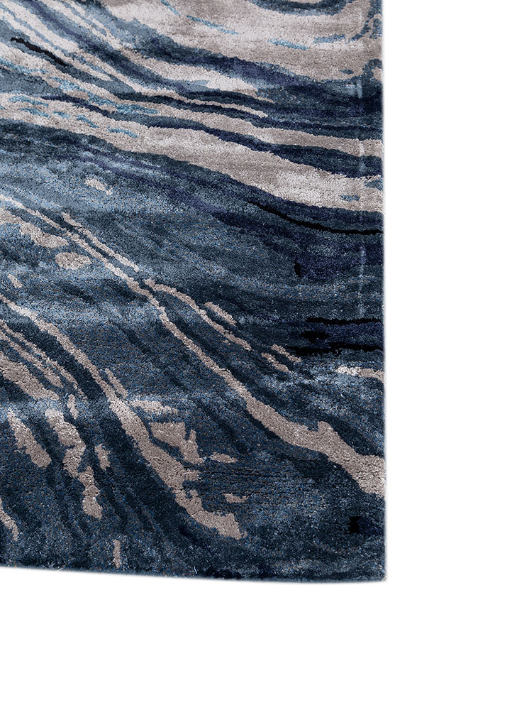 genesis blue viscose hand tufted Rug - Corner
