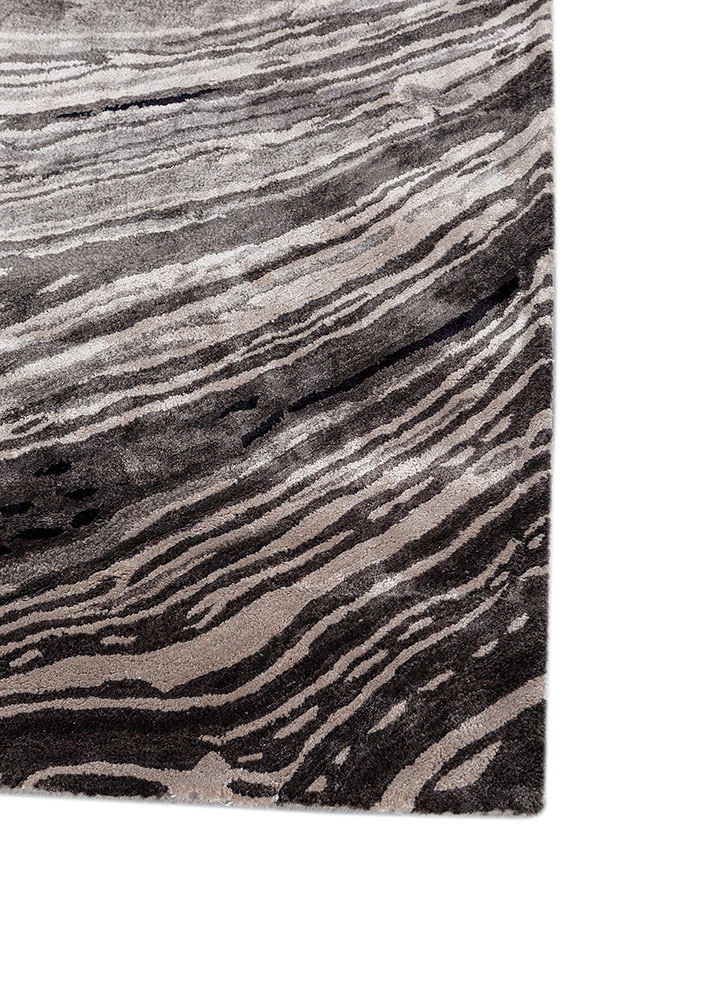 genesis grey and black viscose hand tufted Rug - Corner