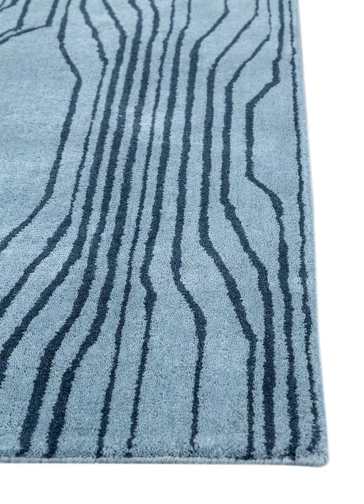 pathways blue wool hand tufted Rug - Corner