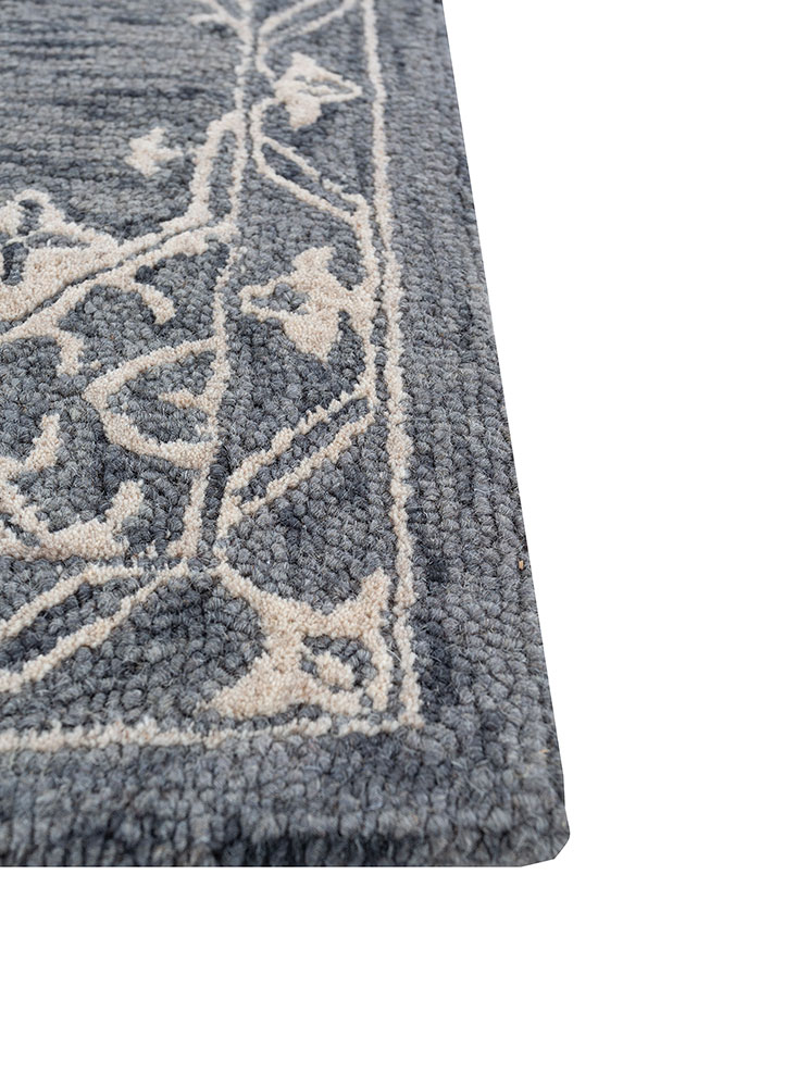 imara grey and black wool hand tufted Rug - Corner