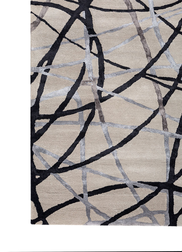 contour grey and black wool and viscose hand tufted Rug - Corner