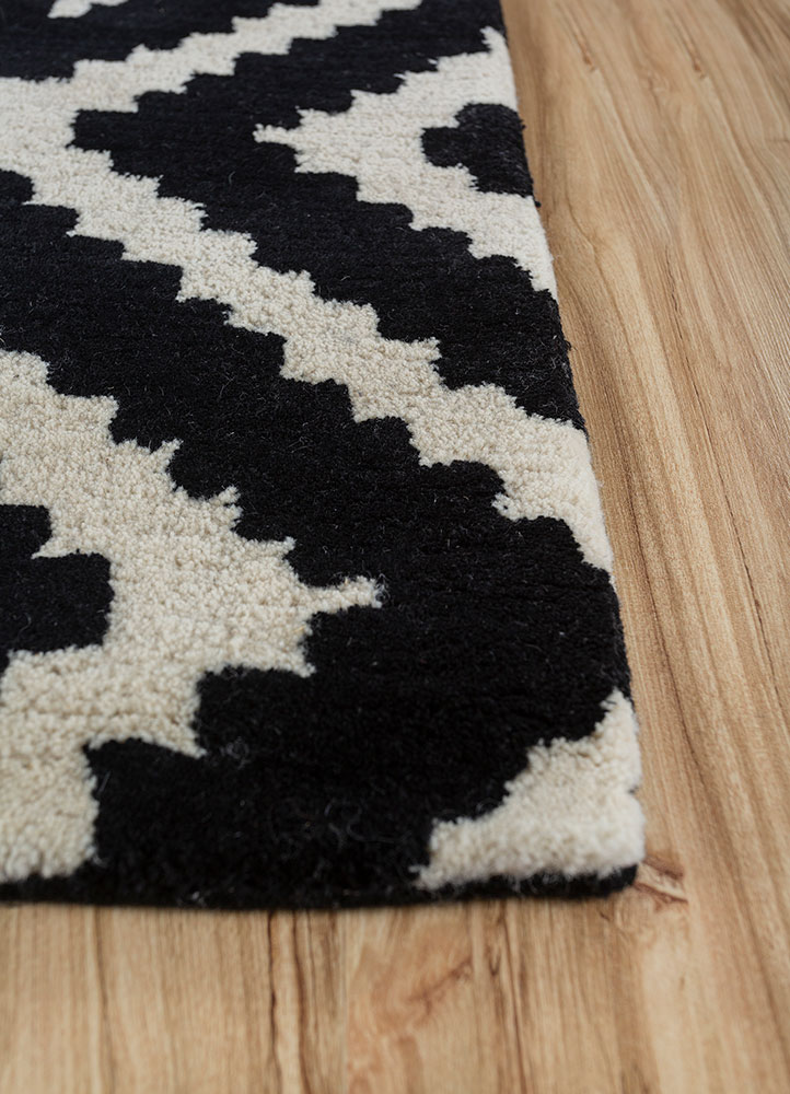 contour grey and black wool hand tufted Rug - Corner