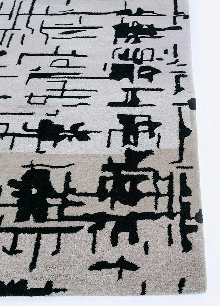 adrift grey and black wool hand tufted Rug - Corner