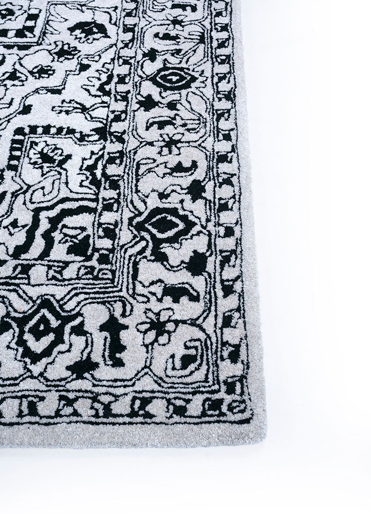 imara grey and black wool and viscose hand tufted Rug - Corner