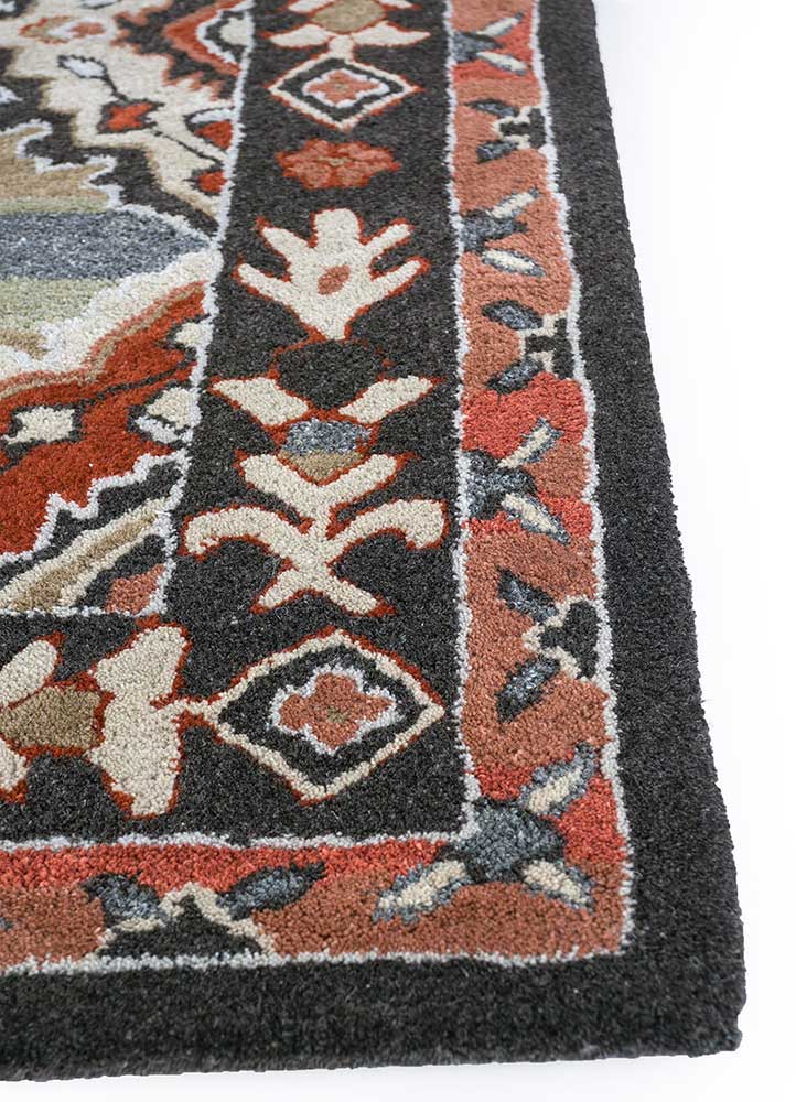 mythos beige and brown wool and viscose hand tufted Rug - Corner