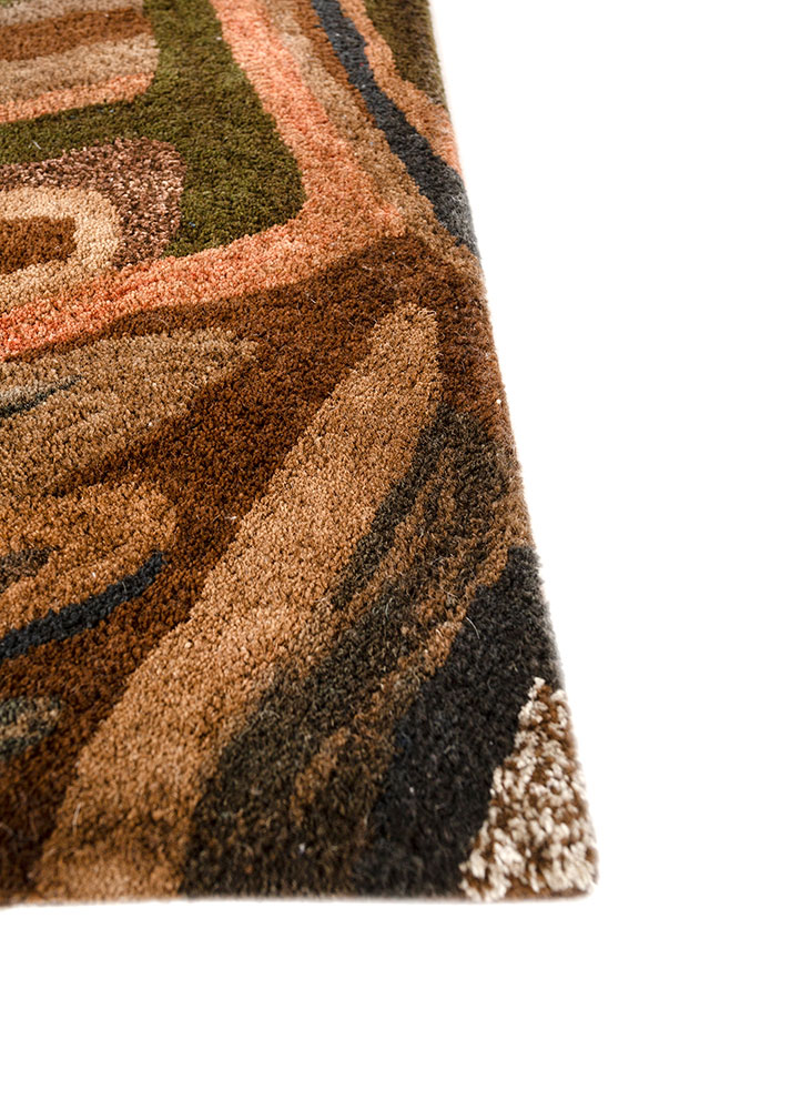 genesis beige and brown wool and viscose hand tufted Rug - Corner
