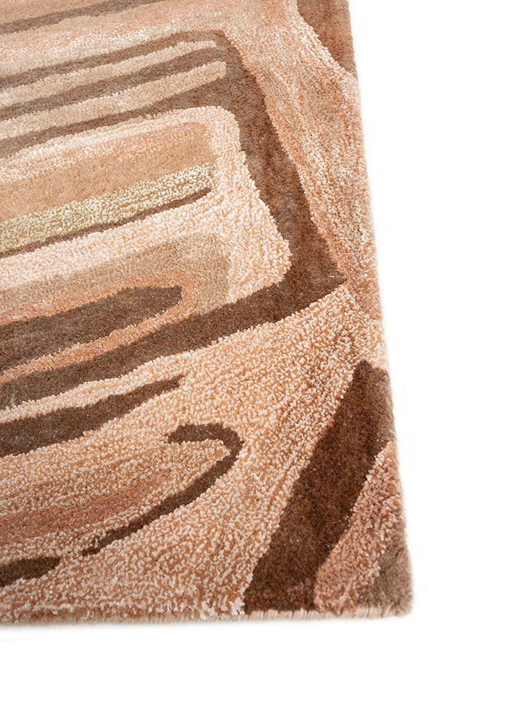 genesis beige and brown wool and viscose hand tufted Rug - Corner