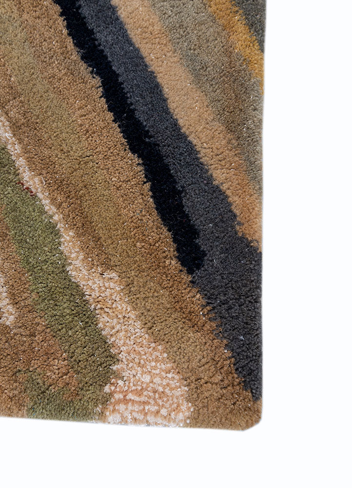 genesis beige and brown wool and viscose hand tufted Rug - Corner