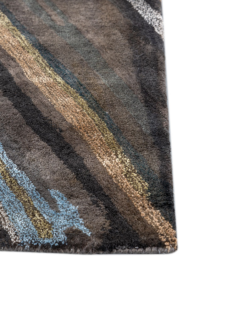 genesis grey and black wool and viscose hand tufted Rug - Corner