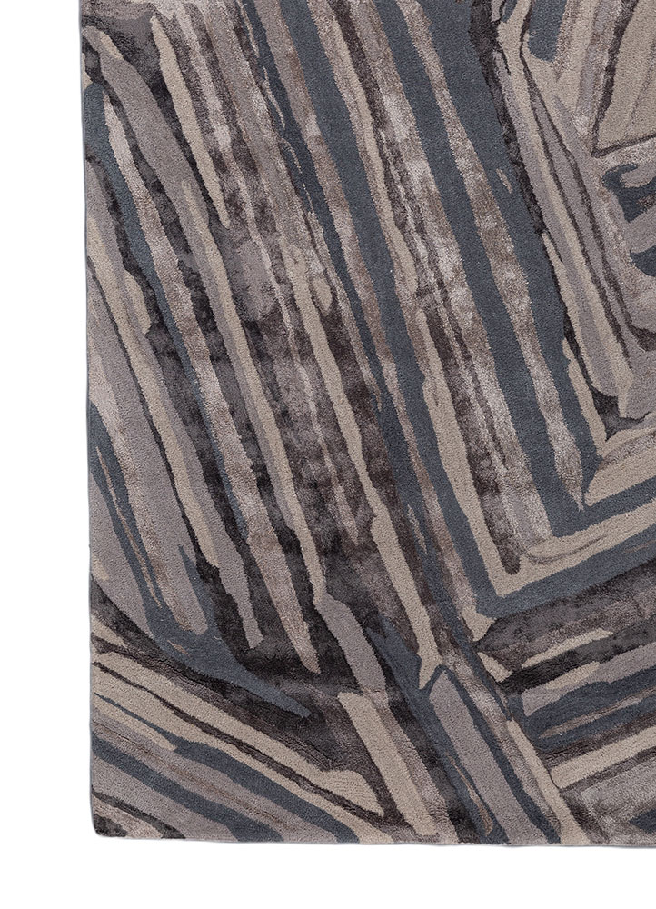 genesis blue wool and viscose hand tufted Rug - Corner