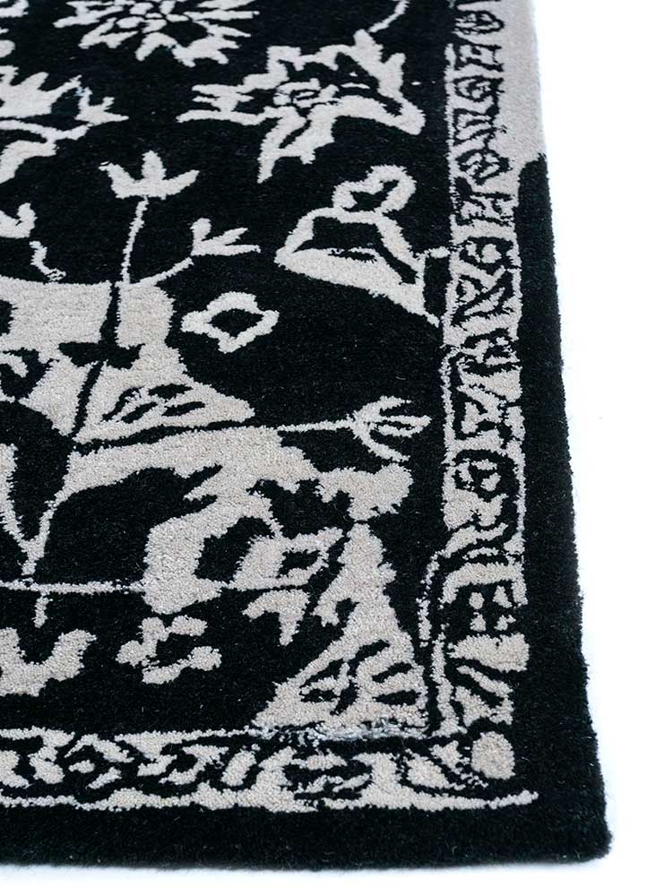 imara grey and black wool and viscose hand tufted Rug - Corner