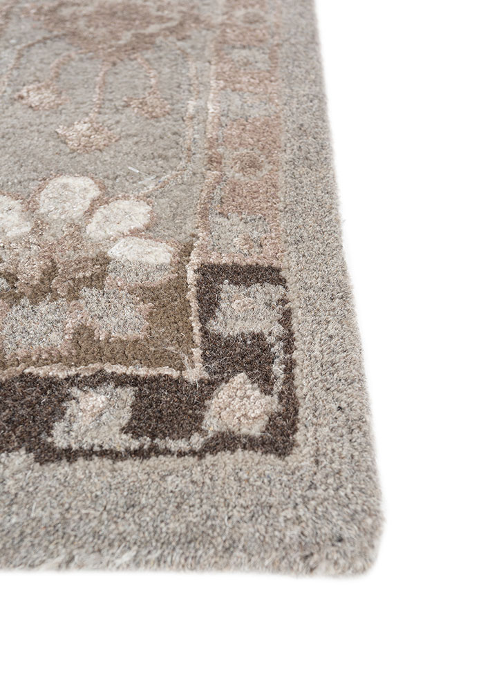 mythos ivory wool and viscose hand tufted Rug - Corner
