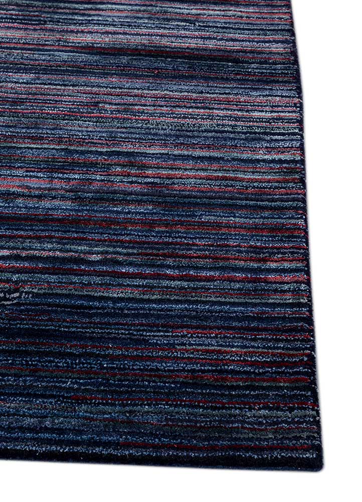 linear grey and black wool and viscose hand tufted Rug - Corner