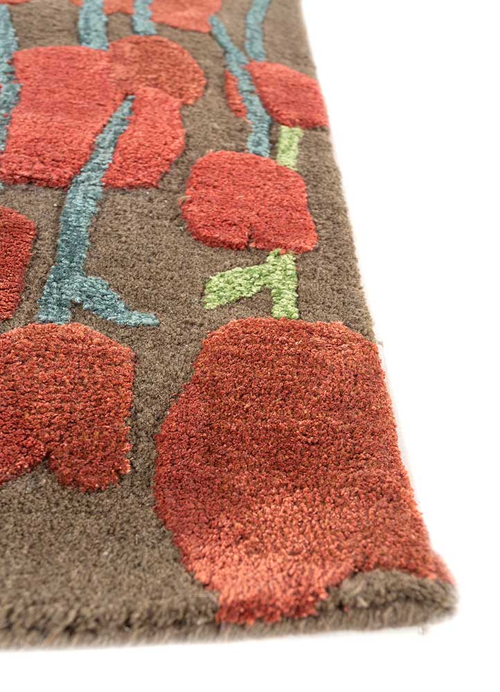 hacienda beige and brown wool and viscose hand tufted Rug - Corner