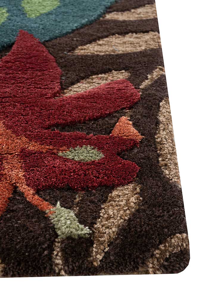 hacienda beige and brown wool and viscose hand tufted Rug - Corner