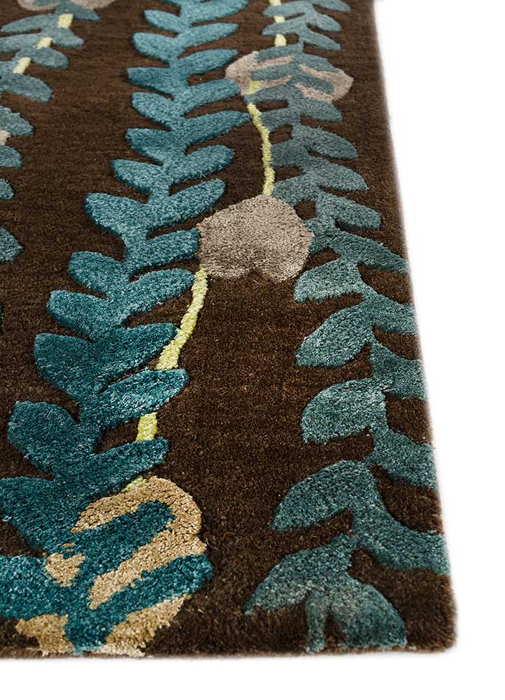 hacienda beige and brown wool and viscose hand tufted Rug - Corner
