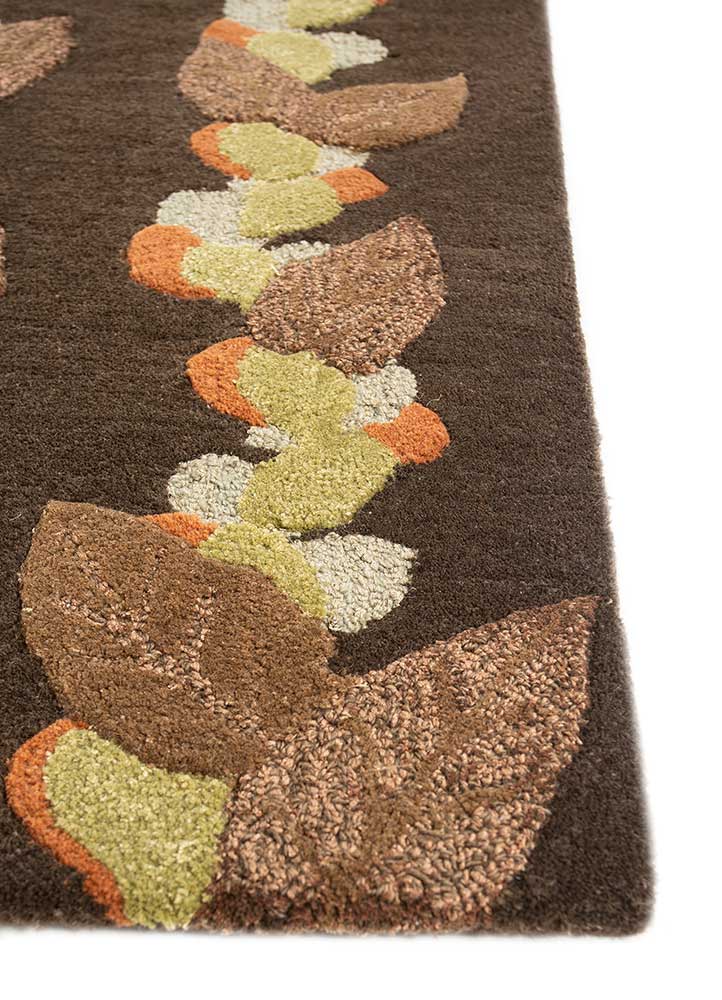 hacienda beige and brown wool and viscose hand tufted Rug - Corner