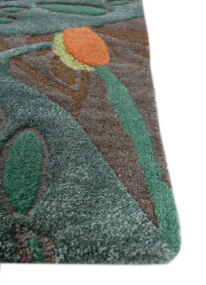 hacienda blue wool and viscose hand tufted Rug - Corner