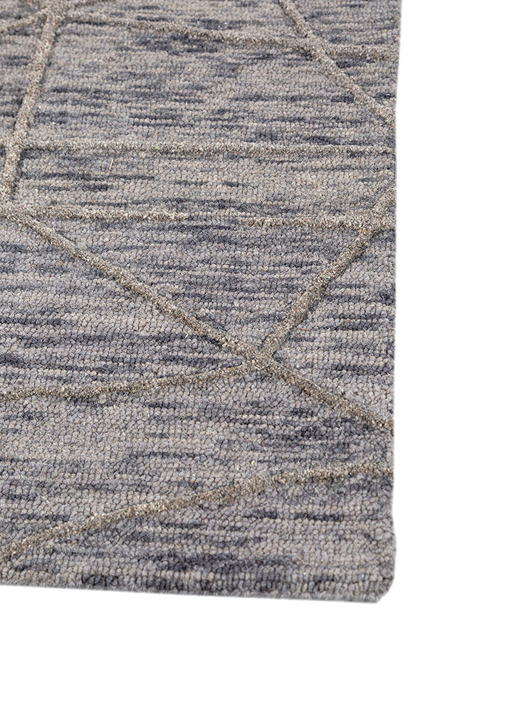 pathways grey and black wool and viscose hand tufted Rug - Corner