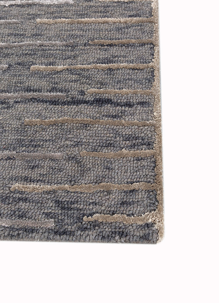 pathways grey and black wool and viscose hand tufted Rug - Corner