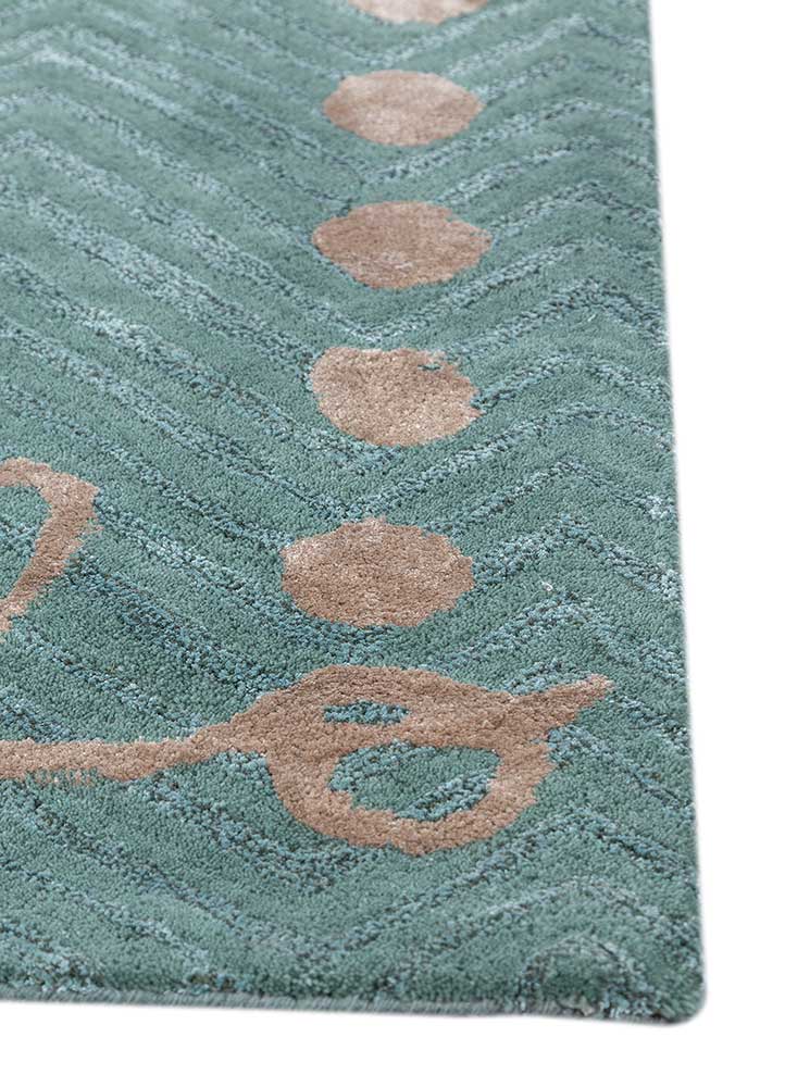 confetti green wool and viscose hand tufted Rug - Corner