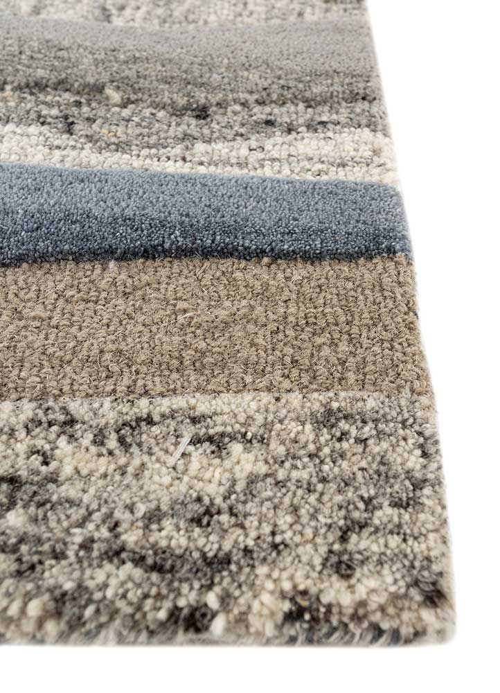 linear grey and black wool hand tufted Rug - Corner
