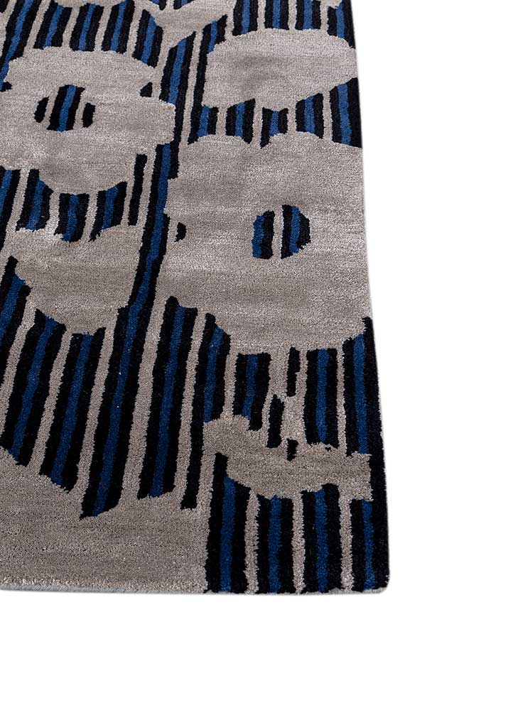 hacienda grey and black wool and viscose hand tufted Rug - Corner