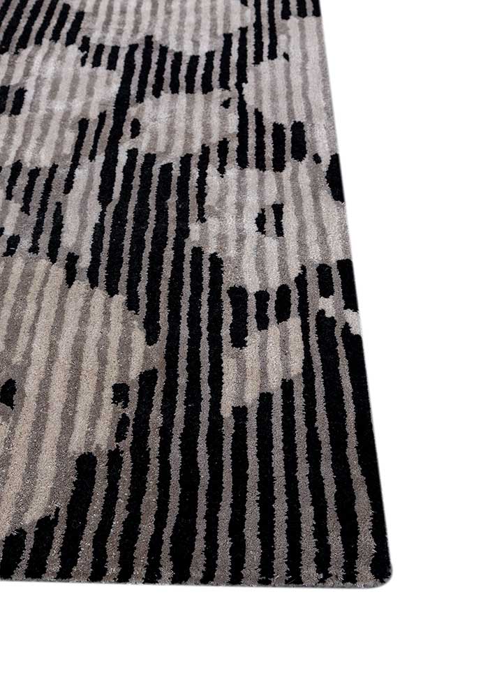 hacienda grey and black wool and viscose hand tufted Rug - Corner