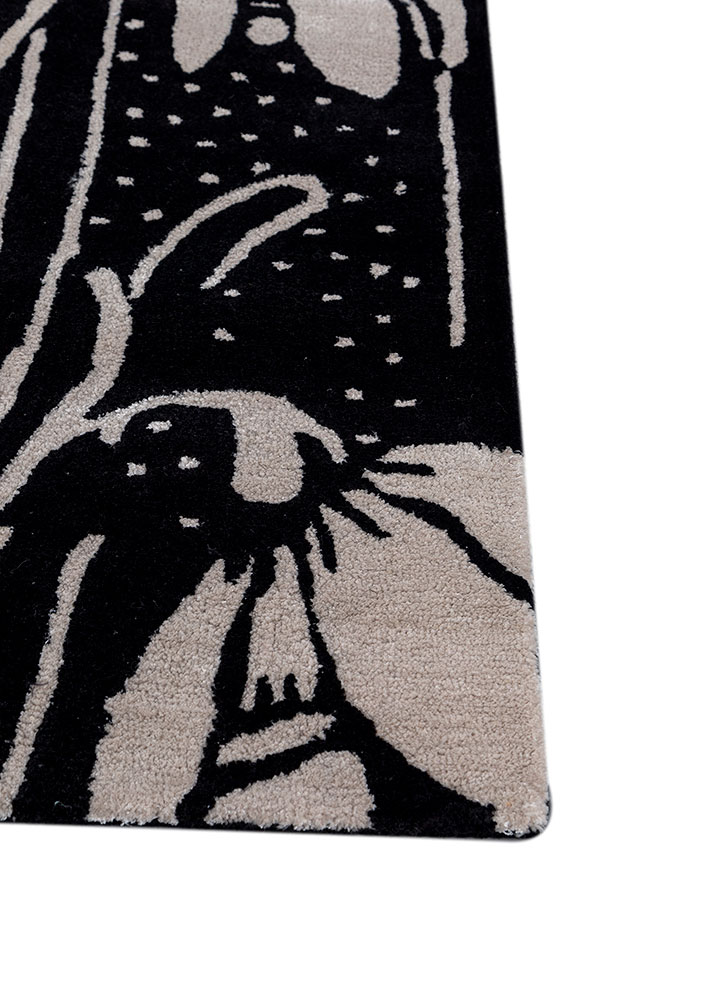 hacienda grey and black wool and viscose hand tufted Rug - Corner