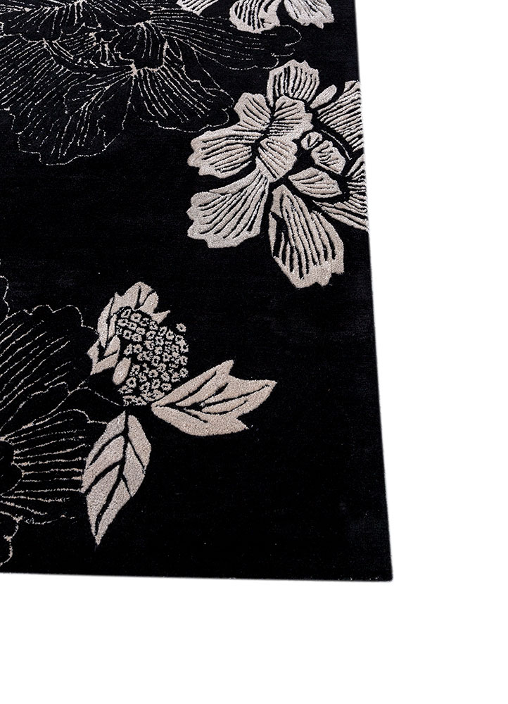hacienda grey and black wool and viscose hand tufted Rug - Corner